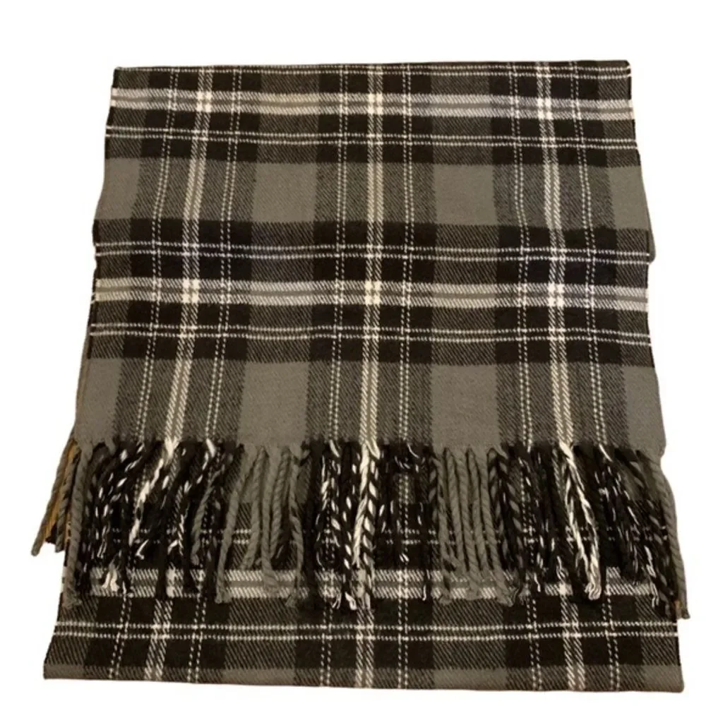 Cashmere Soft‎ Acrylic Gray & Black Plaid Scarf